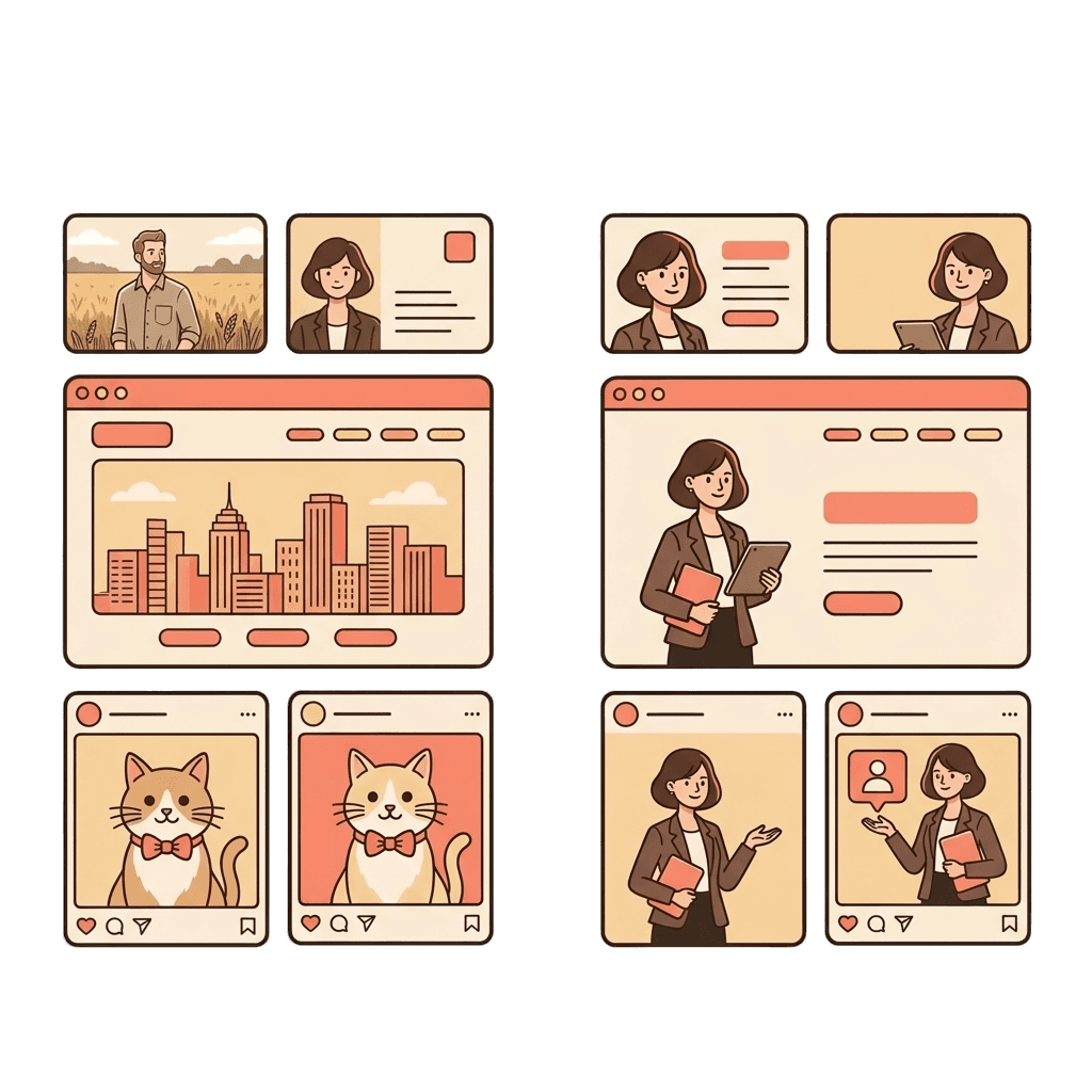 Generic stock photos versus unique brand character illustrations