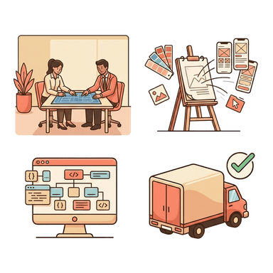 Four-step redesign workflow from discovery to launch
